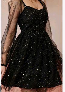 Sparkly Star Mesh Black Dress