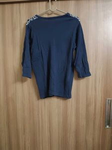 Navy Blue Floral Print Top