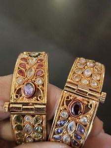 Exquisite Gemstone Bangle Pair
