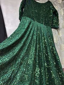 bottle green micro velvet gown