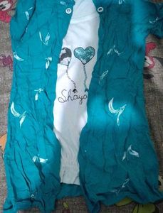 Beautiful Teal Kurta Set with Heart Print