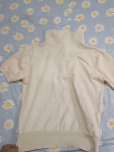 Cream Collared Short Sleeve Top