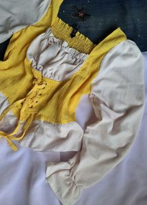 Romantic Vintage Yellow Corset Top