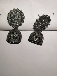 Oxidised Silver Traditional Jhumka &amp; Chandbali Ear