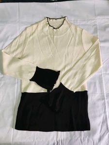 Chic Color Block woolen Top for winter