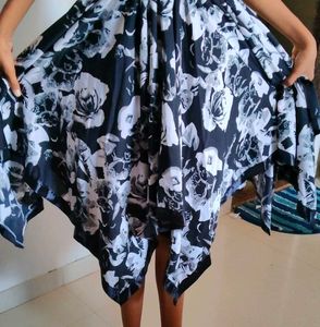 Black &amp; White Floral Smocked Dress