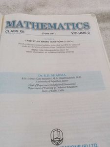 R.D. Sharma Mathematics for Class XII Volume 2