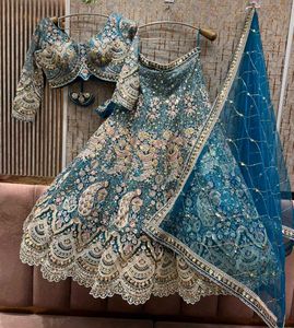Exquisite Teal Embroidered Lehenga Choli