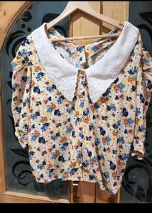 Vintage Floral Blouse with Peter Pan Collar