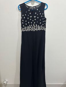 AND Elegant Black Embroidered Maxi Dress/Gown
