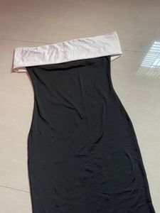 Elegant Off-Shoulder Black &amp; White Dress