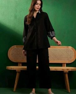 Elegant Black Embroidered Co- ord Set