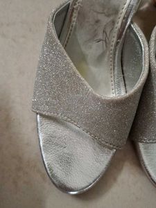 Sparkly Silver Heeled Mules