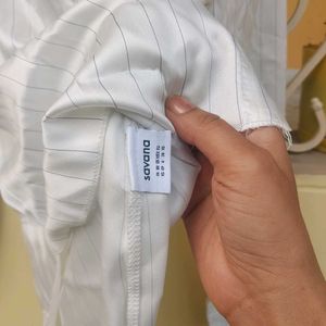Elegant Shine Satin White Stripped Shirt
