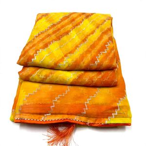 Vibrant Orange &amp; Yellow Saree