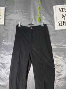 Women's Black cot rise Wide-Leg Trousers