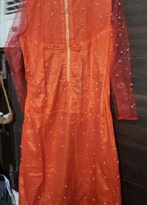 Orange &amp; Floral Indian Dress