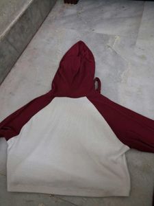 Maroon Cropped Hoodie with "Original" Print