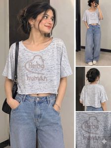 Sparkly Heart "i love human" Cropped Top