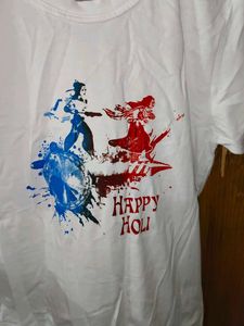 White Happy Holi Graphic T-Shirt