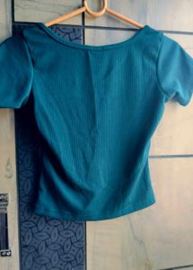 Ribbed Henley Crop Top