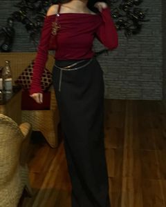 Stylish Red off shoulder Long Sleeve Top