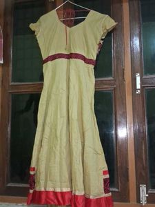 Beige maroon Anarkali kurta and black churidar