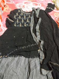 A Beautiful Black N Grey Western Indo Dress