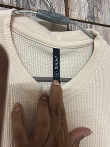 Men's Beige Textured T-Shirt