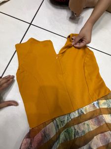 Stylish Yellow Dress with Abstract Print