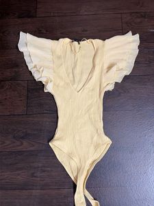 Sheer Sleeve Ribbed Bodysuit