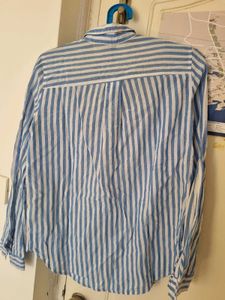 Blue and White Striped Button-Up Shirt