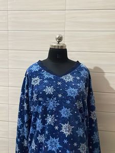 2xl Nautica Cozy Snowflake Print Long Sleeve Top