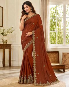 Embellished Red Saree