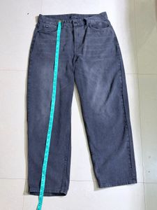 Black Classic Mid Rise Grey Wash Denim Jeans