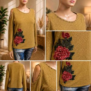 Embellished Cold Shoulder Top