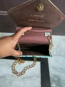 Floral Print Clutch with Gold Chain