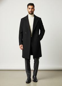 Unisex Elegant Black Trench Overcoat