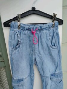 washed denim cargo jeans