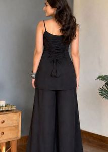Elegant Black Sequined Kurta Set with Palazzo