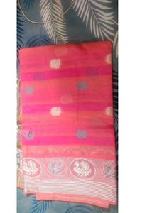 Beautiful Pink Saree with Peacock Motif