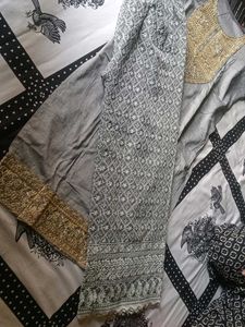 Elegant Grey Embroidered Kurta Set