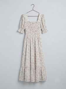 Chic Floral Puff Sleeve Midi Dress