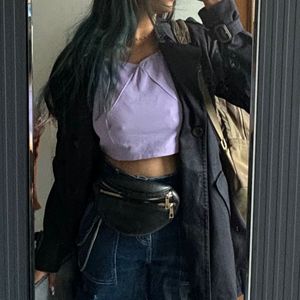 Lilac Cap Sleeve Sweetheart Neck Top