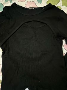 Black Cut-Out Long Sleeve Top