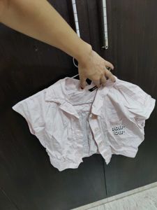 Light Blue Eyelet Crop Top