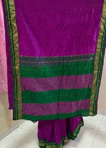 Pure Nalli Silk  Purple Striped Dupatta