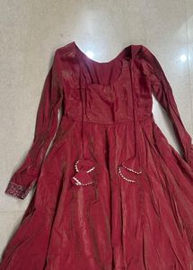Stunning Red Embellished feeding Anarkali Gown