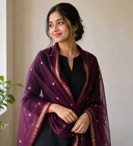Elegant Purple Embroidered Dupatta