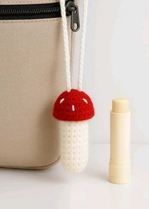Crochet Mushroom lipstick cover charm
